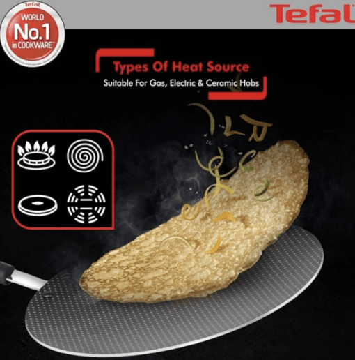 Tefal Aluminium Simply Chef Non-Stick Concave Tawa (28cm, Rio Red) - Image 2